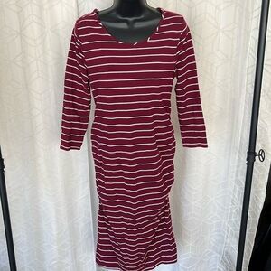 Isabel Maternity Maroon Striped Pregnancy Dress